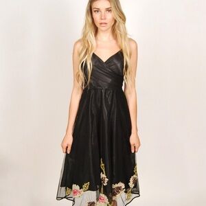 Betsey Johnson Black Sweetheart Embellished Midi Dress